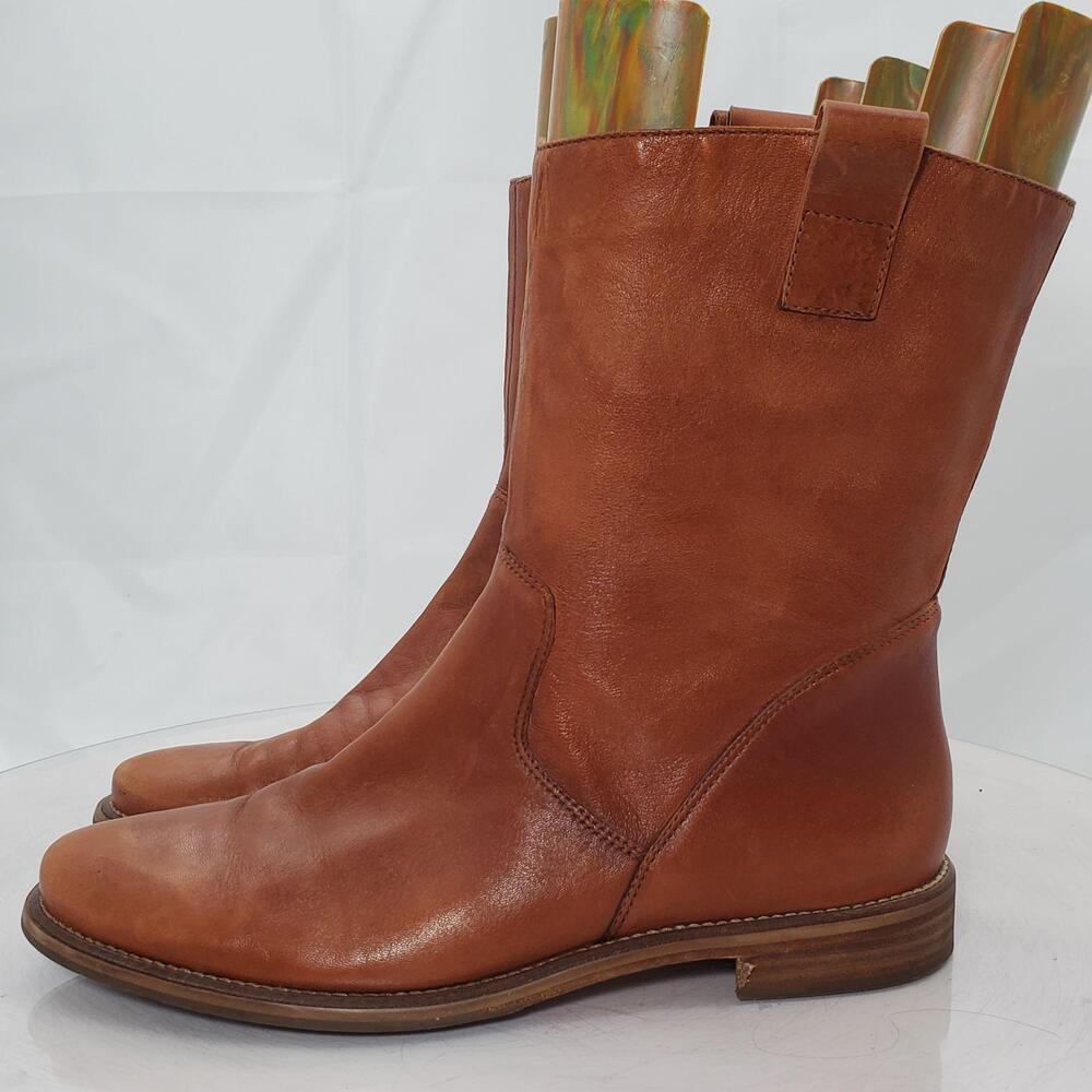 Cole Haan D31844 Western Boots Women 8.5 B Brown Leather Mid Calf Pull On
